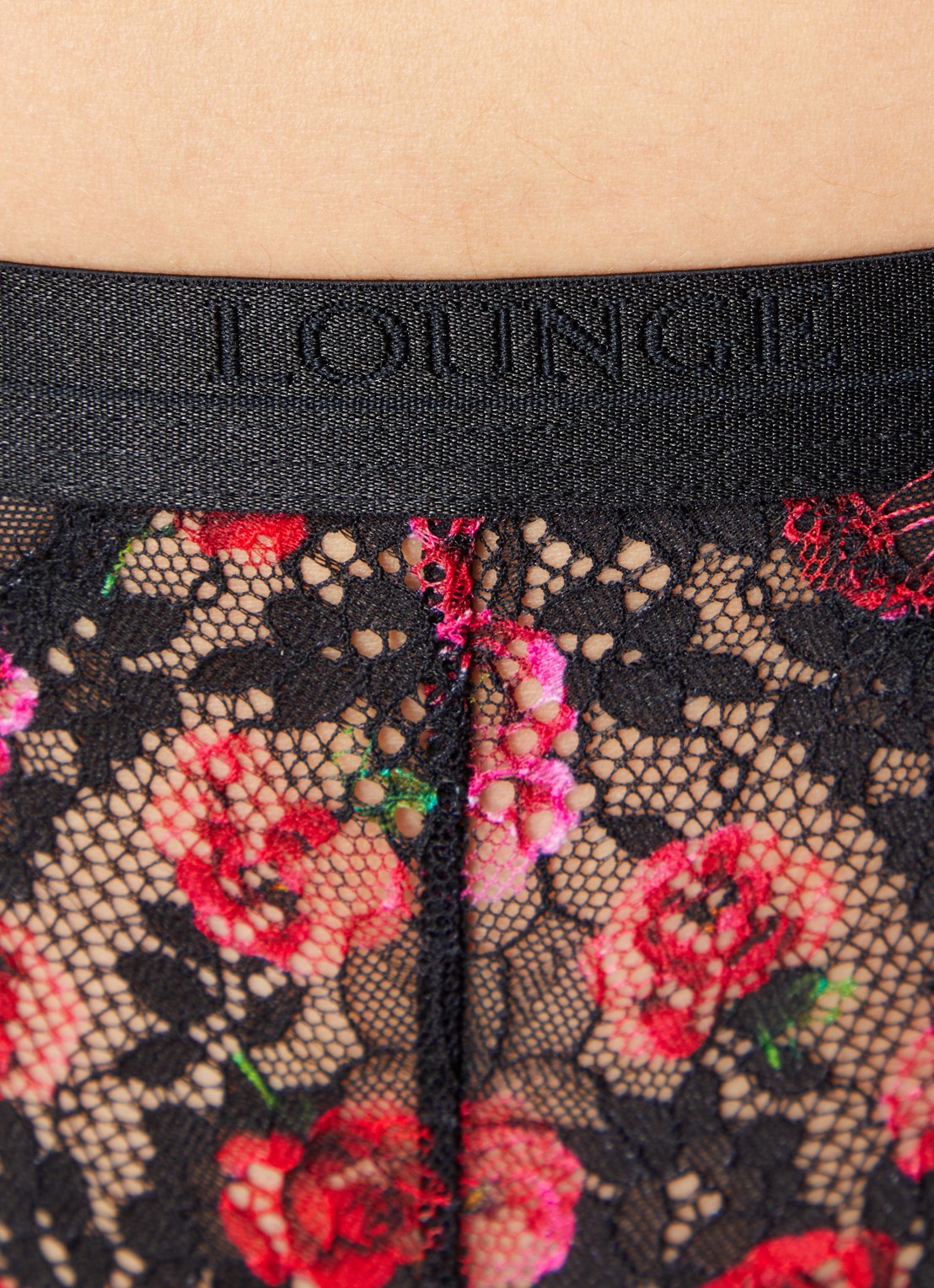 Lounge Entice string van kant met bloemborduring - detail 2 zwart