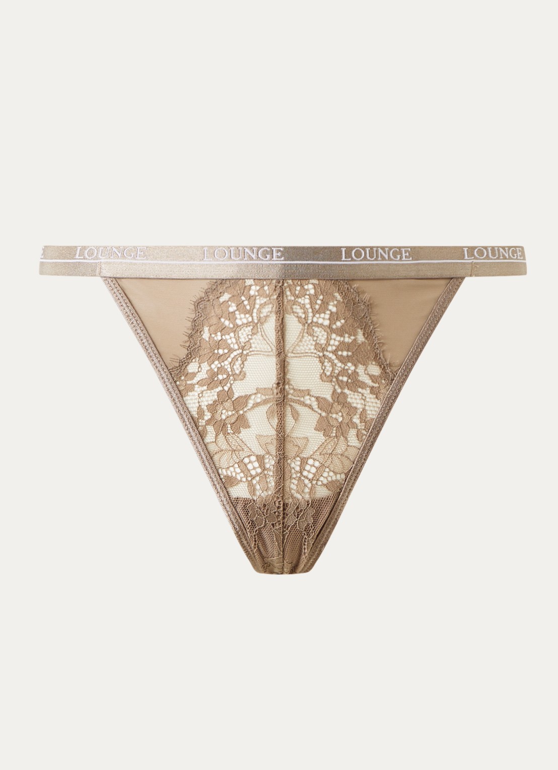 Lounge Entice string van mesh met logoband - voorkant lichtbruin