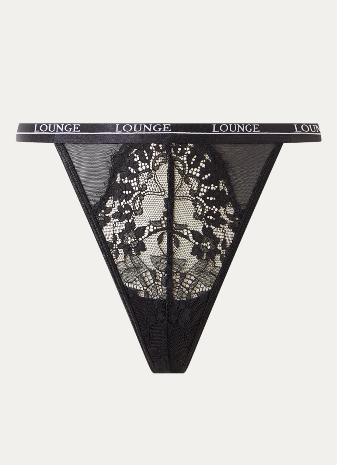 Lounge Entice tanga van kant met logoband - voorkant 4 zwart