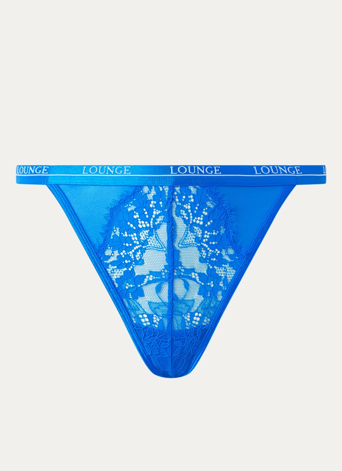 Lounge Entice tanga van kant met logoband - voorkant blauw