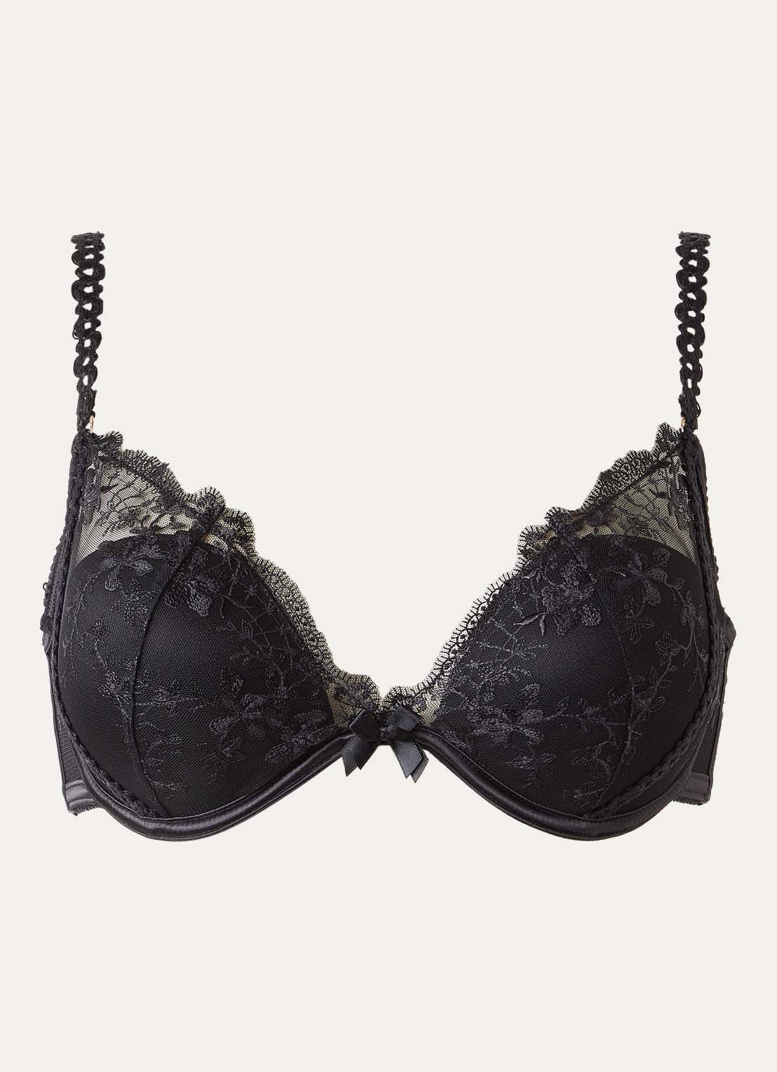 Lounge Evoke push-up bh met overlay van kant - voorkant zwart