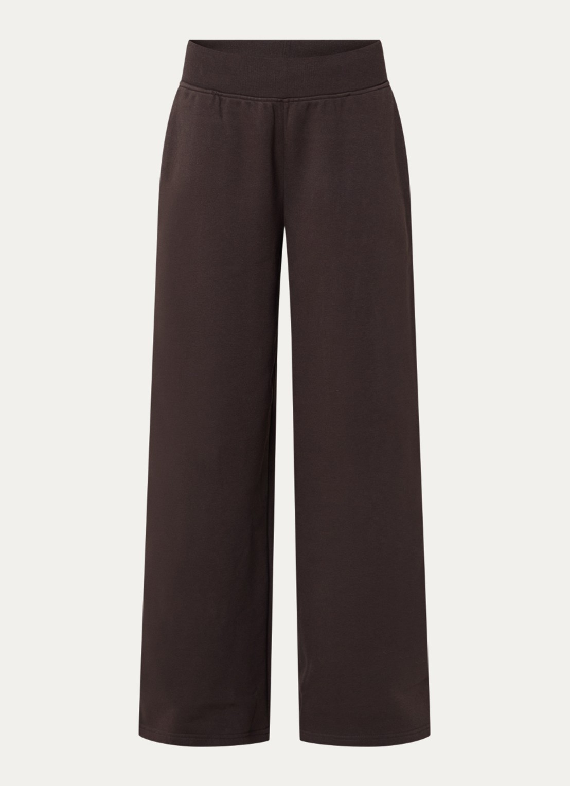 Lounge Mid waist wide fit joggingbroek met steekzakken - voorkant 3 chocoladebruin