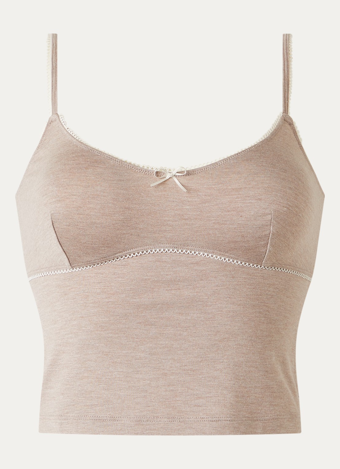 Lounge Mouwloze pyjamatop  - voorkant donkerbeige