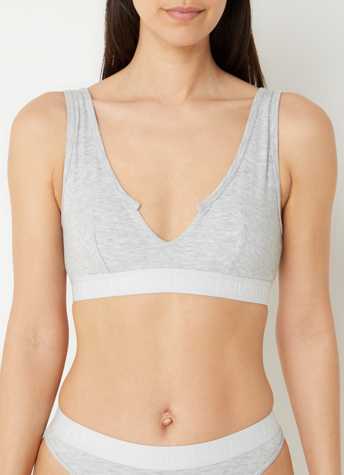 Lounge Push up up bralette met logoband - voorkant 3 grijs