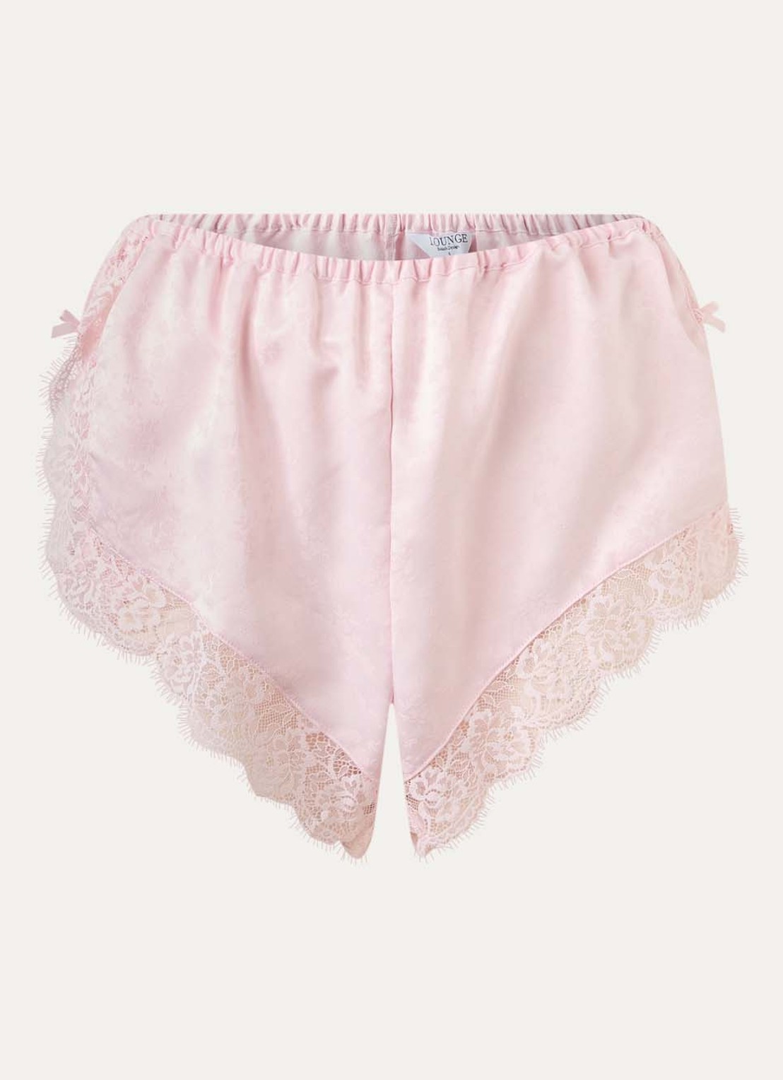 Lounge Pyjamabroek met jacquard dessin en kant - voorkant 2 lichtroze
