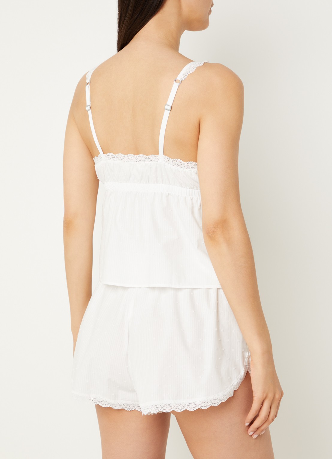 Lounge Pyjamatop met kant - achterkant gebroken wit
