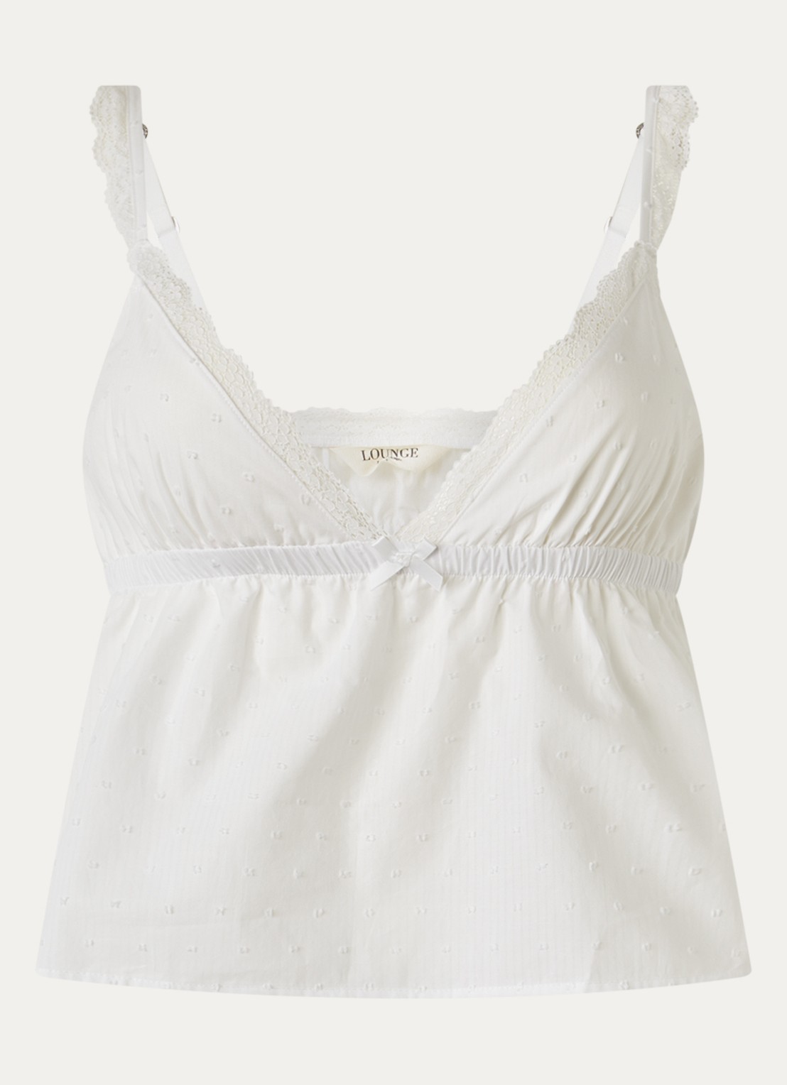 Lounge Pyjamatop met kant - voorkant 2 gebroken wit