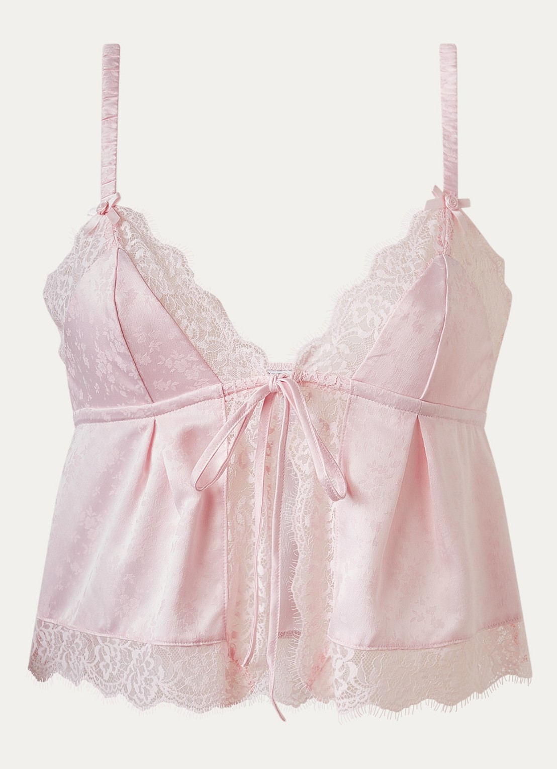 Lounge Pyjamatop met kant - voorkant 2 lichtroze