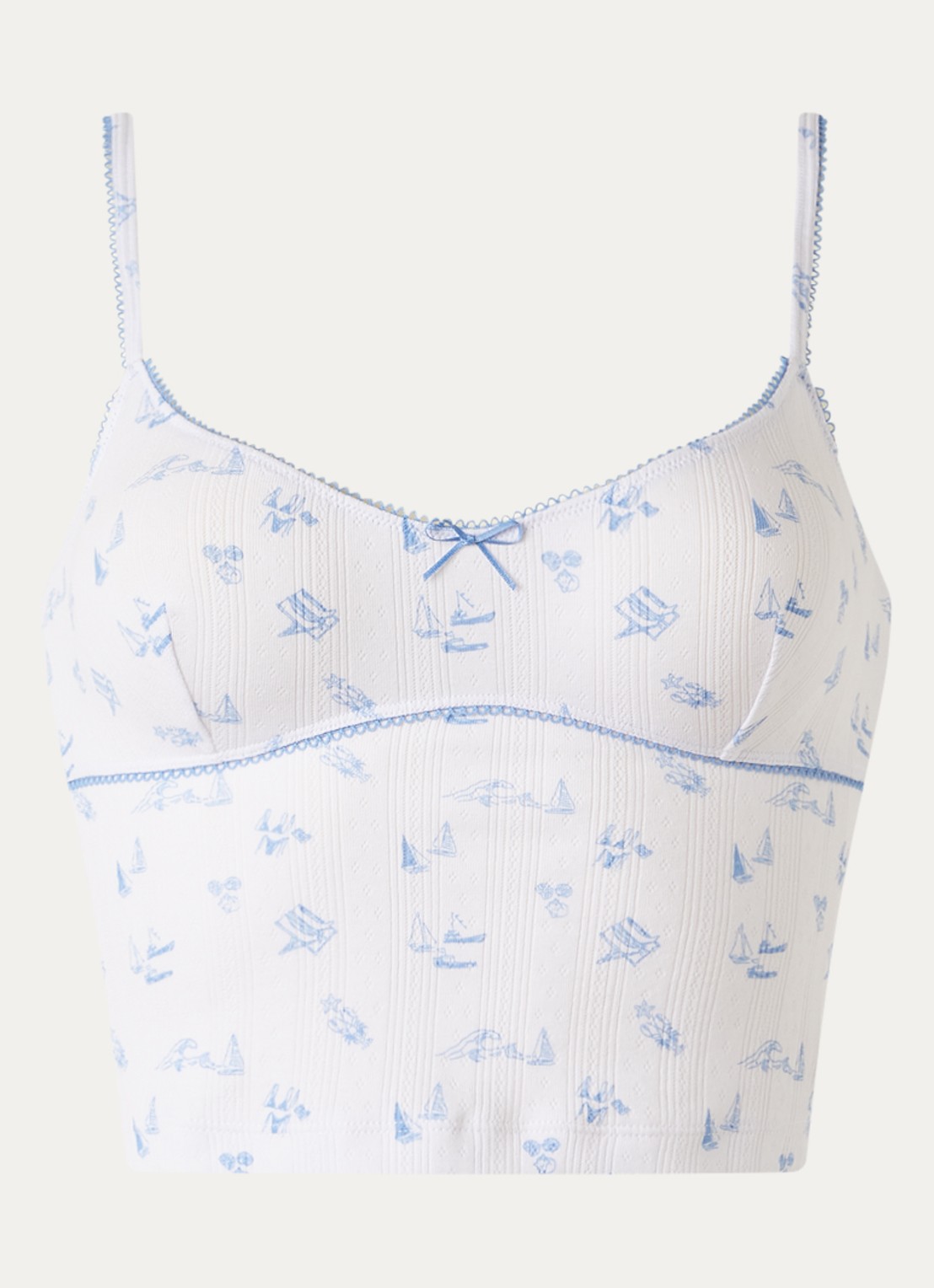 Lounge Pyjamatop met print - voorkant wit