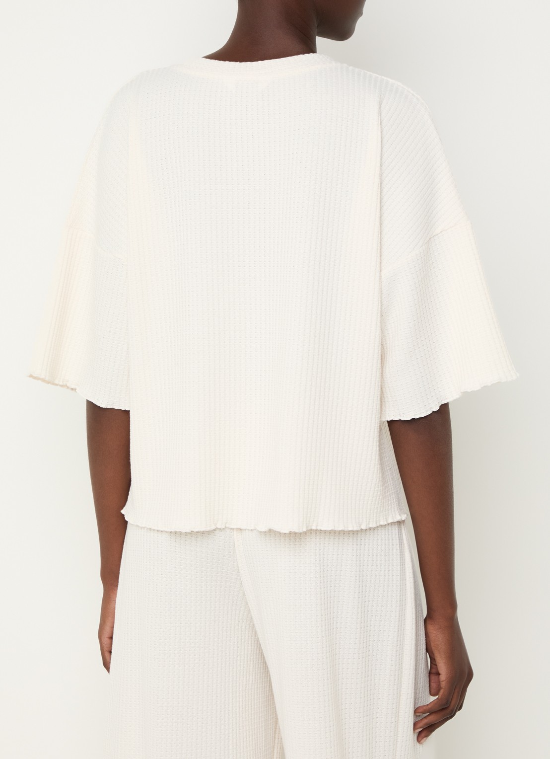 Lounge Pyjamatop met structuur en logoborduring - achterkant 4 beige