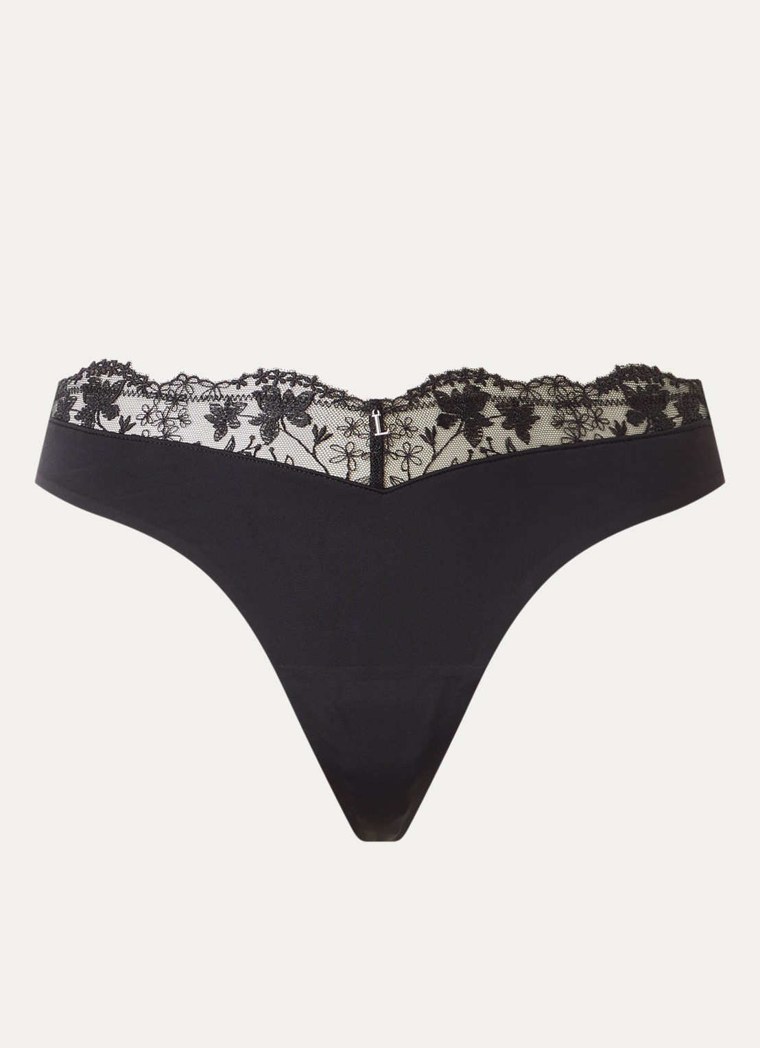 Lounge Tanga met kant - voorkant 2 zwart
