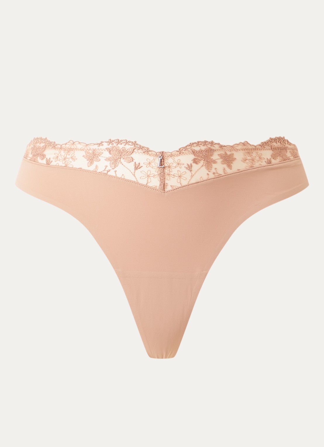 Lounge Tanga met kant - voorkant beige