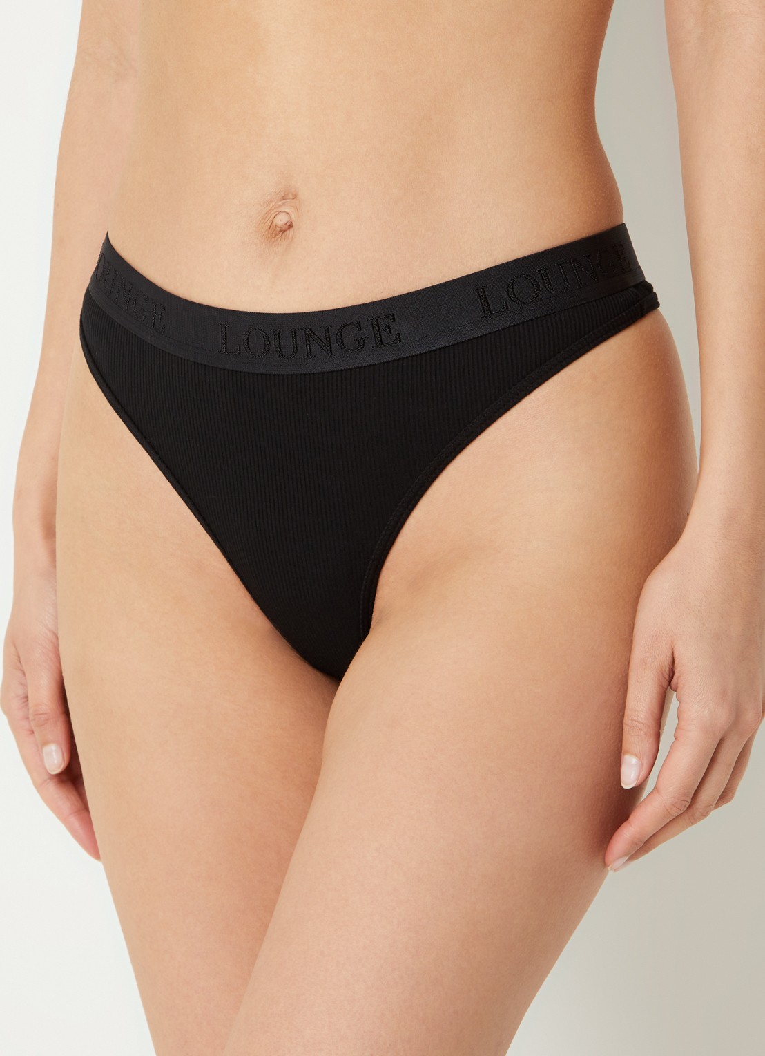 Lounge Tanga met logoband - voorkant 4 zwart