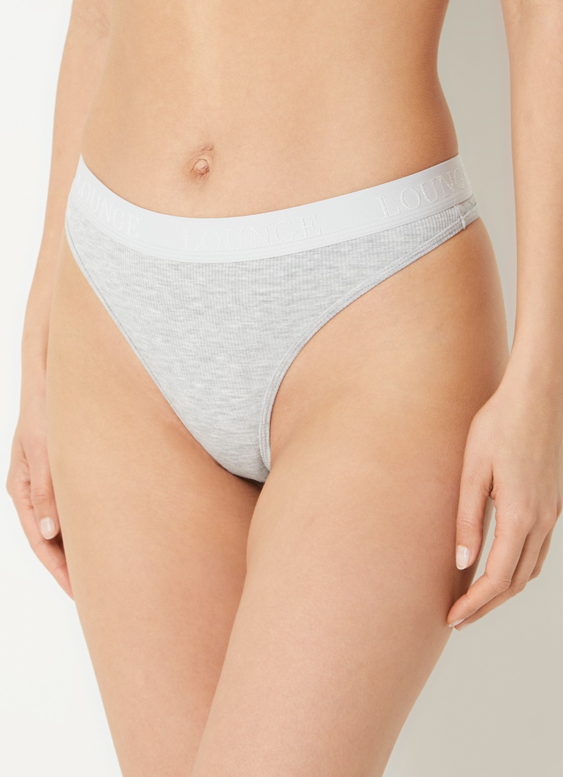 Lounge Tanga met logoband - voorkant 4 lichtgrijs