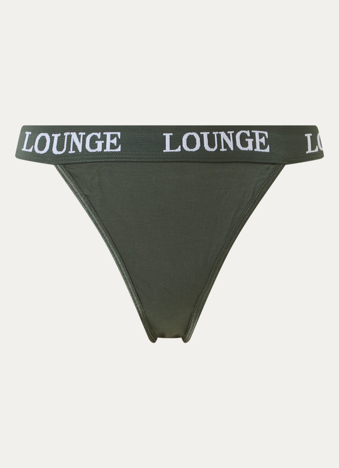 Lounge Tanga met logoband - voorkant 5 olijfgroen