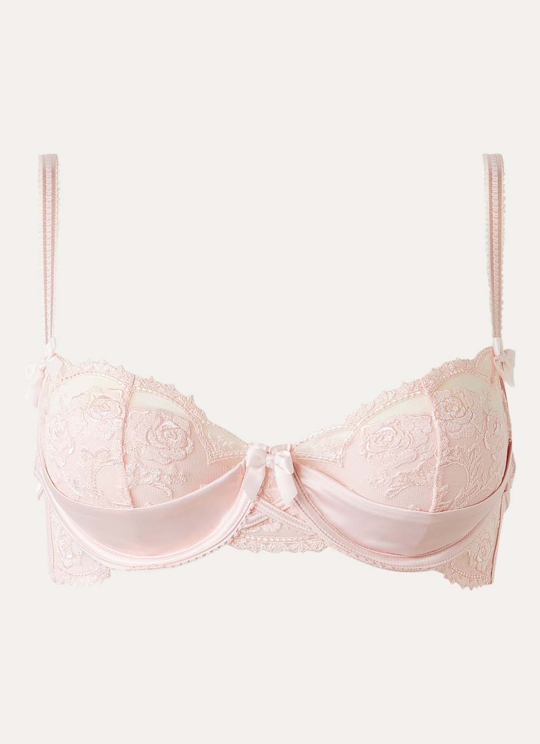Lounge Tease push-up bh van kant met overlay - voorkant 4 lichtroze