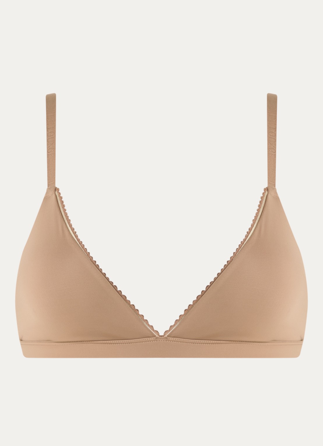 Lounge Triangle bralette met mesh - voorkant lichtbruin