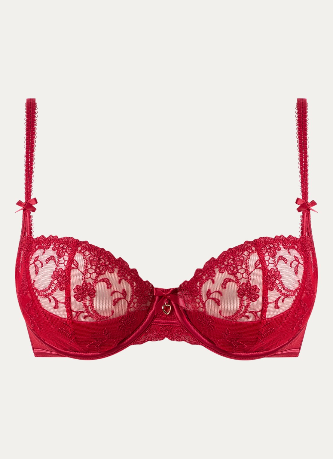 Lounge Valentina beugel bh van mesh - voorkant 4 donkerrood