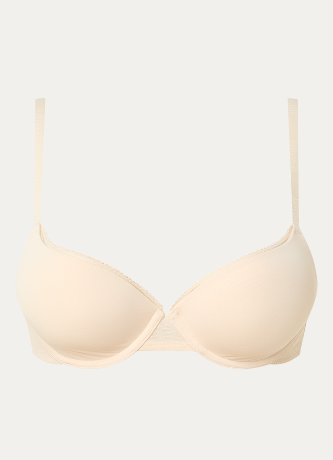 Lounge Voorgevormde T-shirt bh met mesh en borduring - voorkant creme