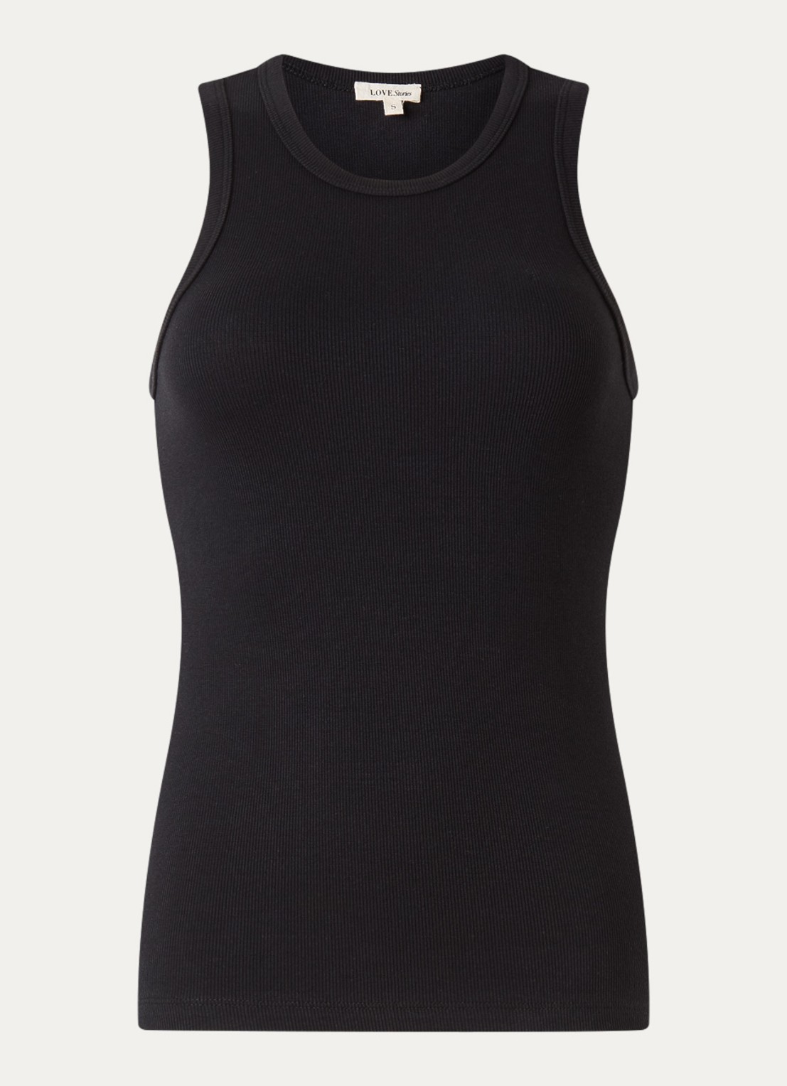 Love Stories Bella ribgebreide tanktop met logoborduring - voorkant 3 zwart