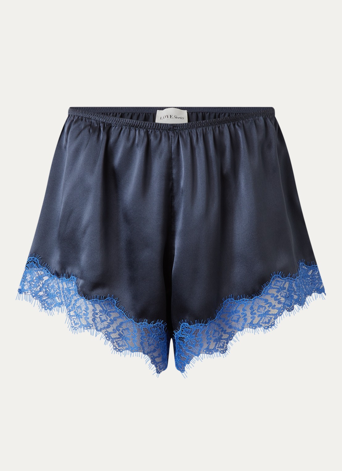 Love Stories Bennie loose fit pyjamabroek met kant - voorkant donkerblauw