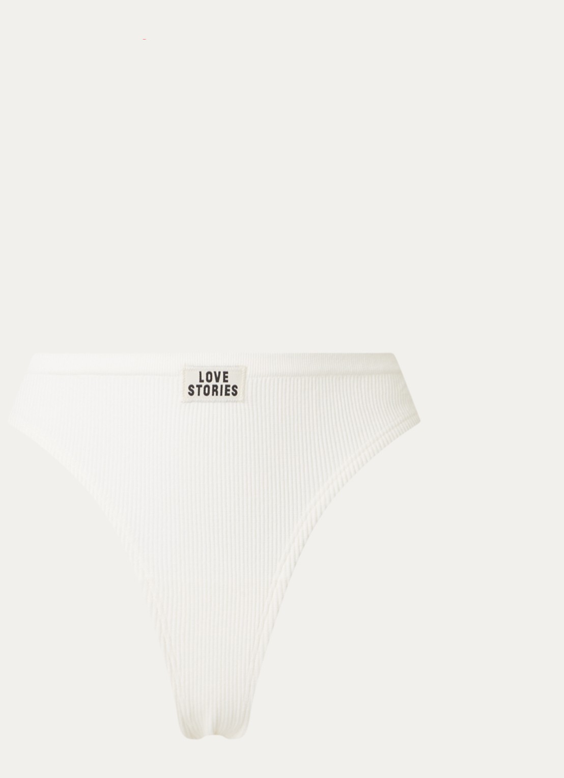 Love Stories Lima string met logo en ribstructuur - voorkant gebroken wit