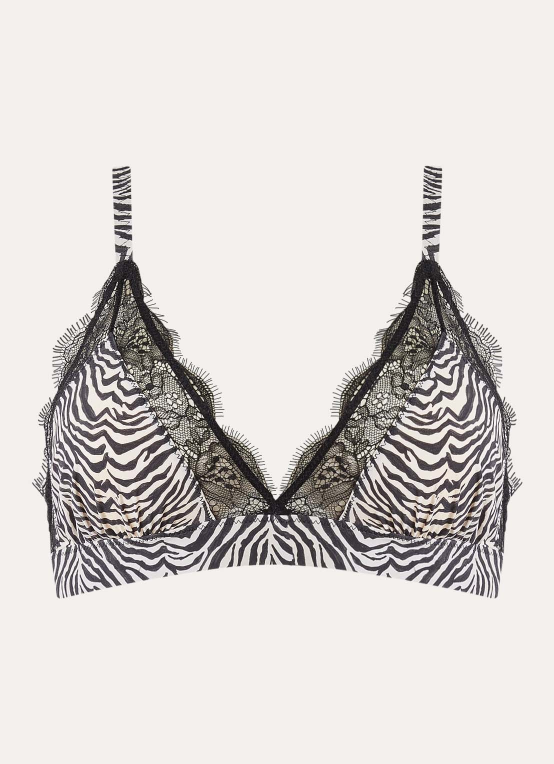 Love Stories Love Lace bralette met zebraprint - voorkant 4 zwart