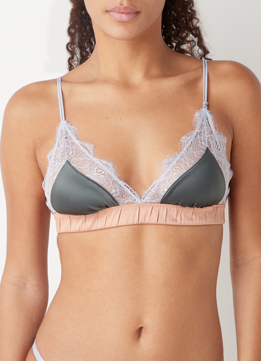 Love Stories Love Lace bralette van satijn met kant - detail 4 olijfgroen