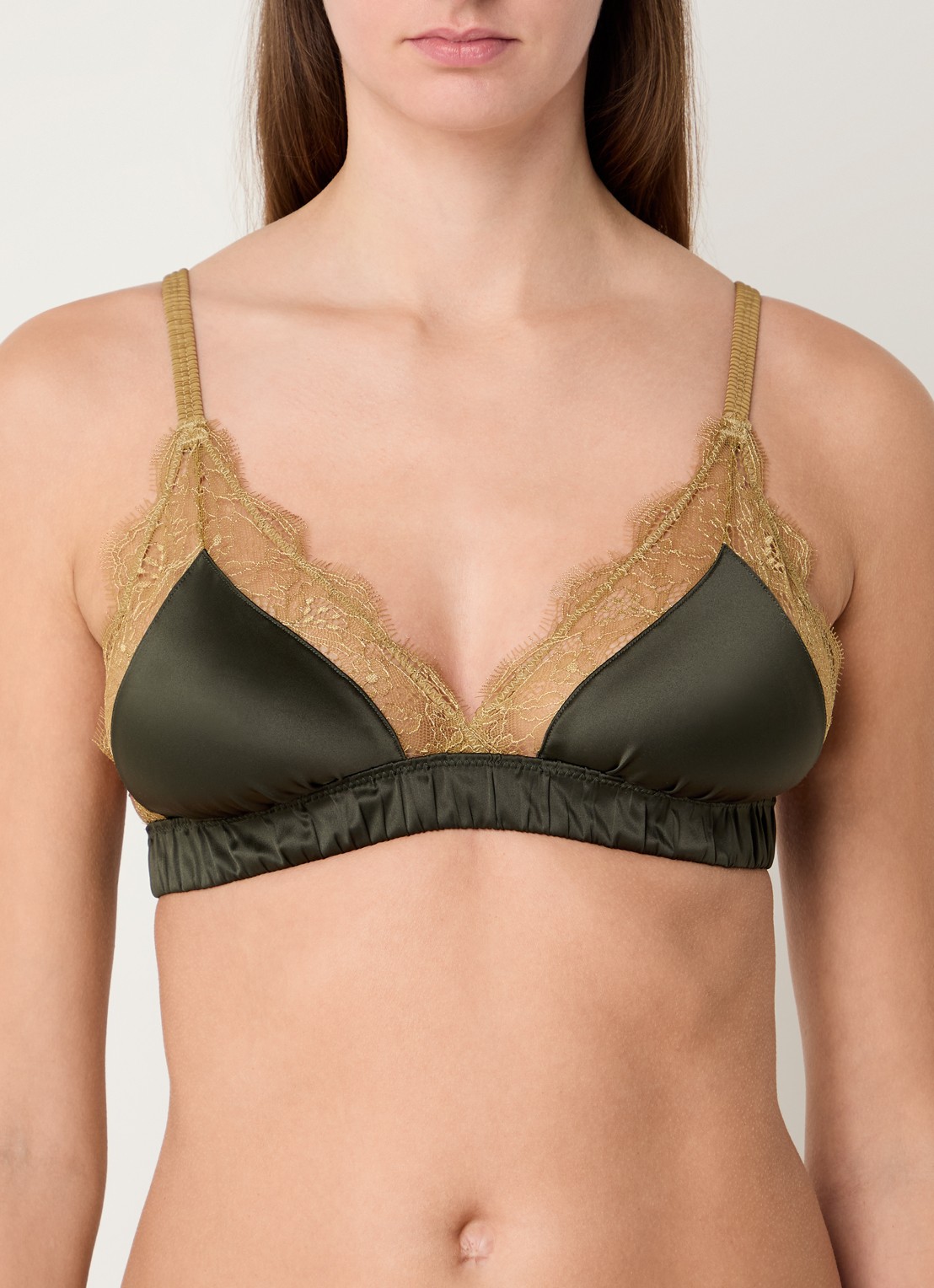 Love Stories Love Lace bralette van satijn met kant - detail 2 groen