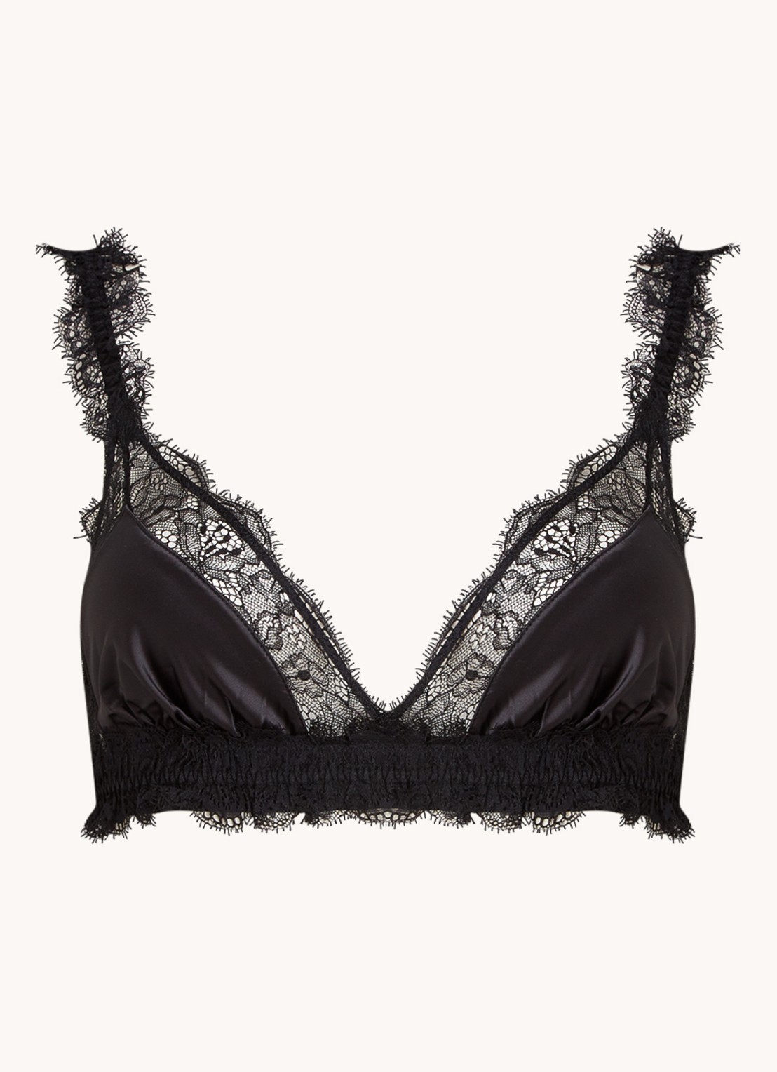 Love Stories Love Lace bralette van satijn met kant - voorkant 4 zwart
