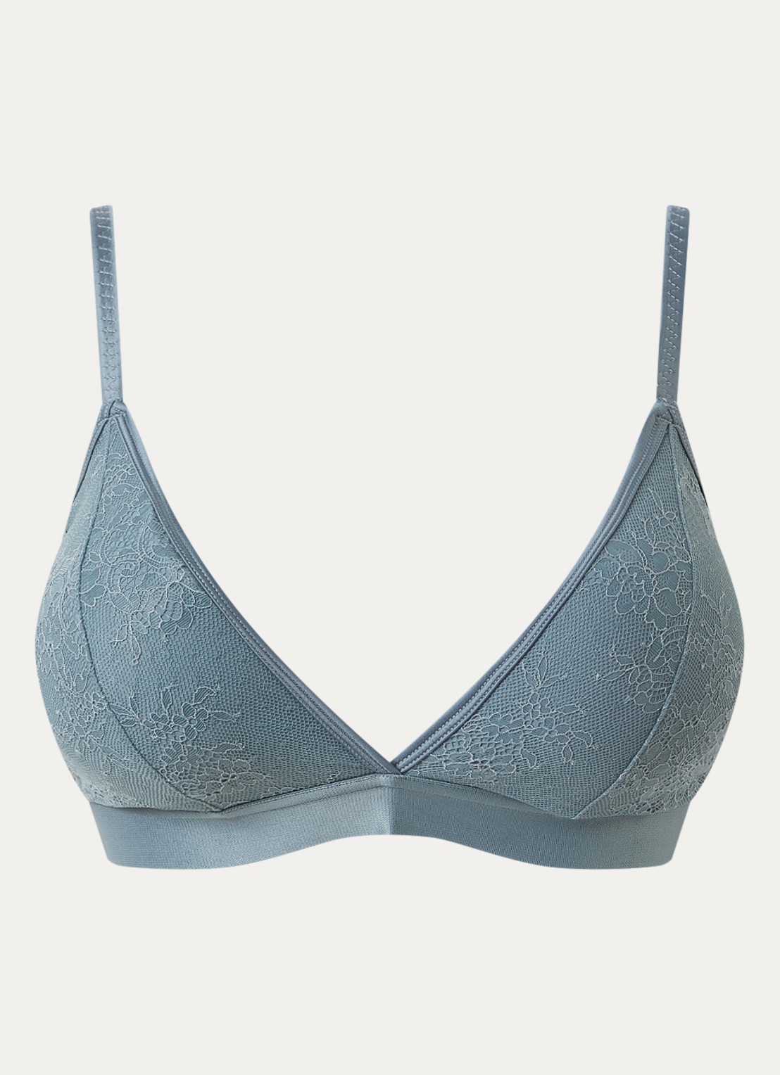 Love Stories Love Lace voorgevormde plunge bh met overlay van kant - voorkant staalblauw
