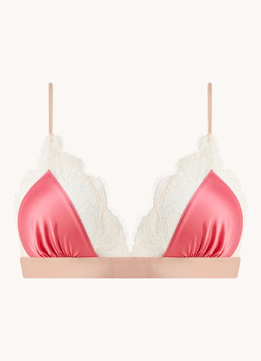 Love Stories Lovelace bralette van satijn met kant - voorkant 3 roze