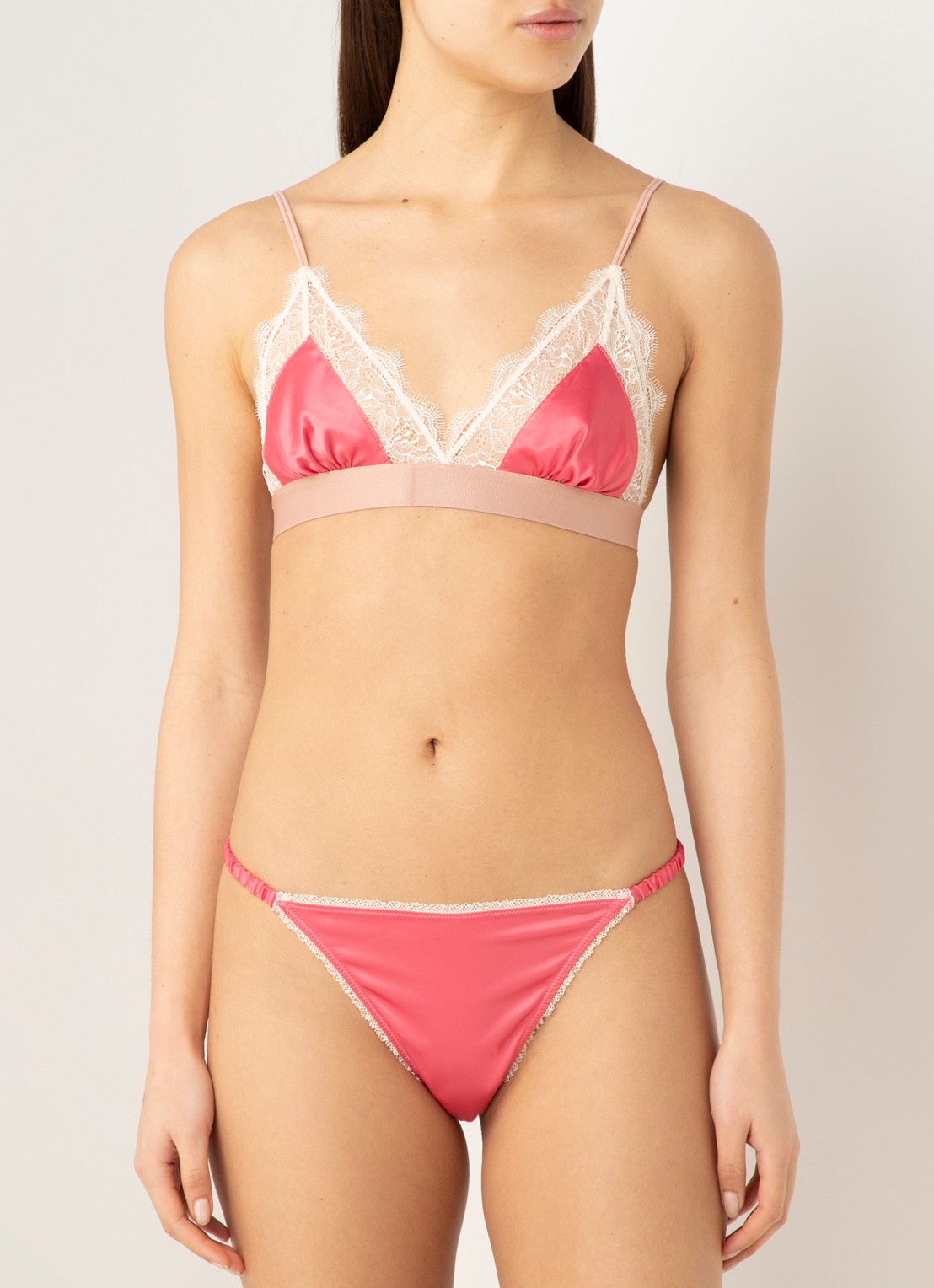 Love Stories Lovelace bralette van satijn met kant - voorkant 4 roze