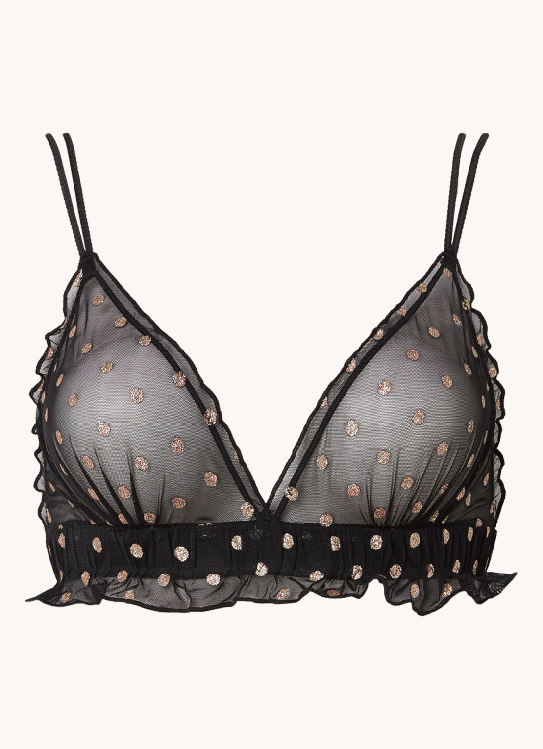 Love Stories Reggipetto bralette van mesh met stippen  - voorkant zwart