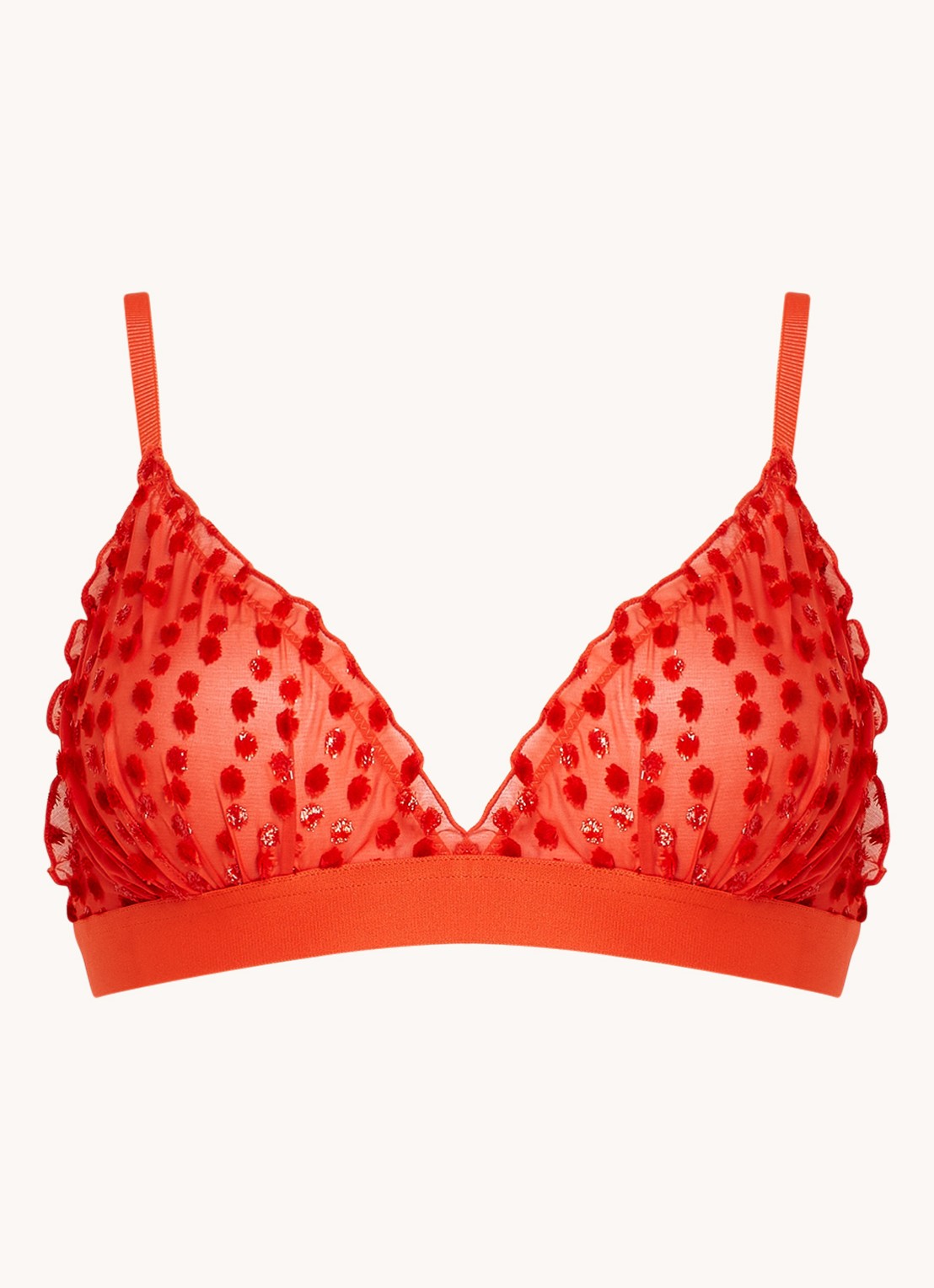 Love Stories Reggipetto bralette van mesh met stippen  - voorkant 3 steenrood