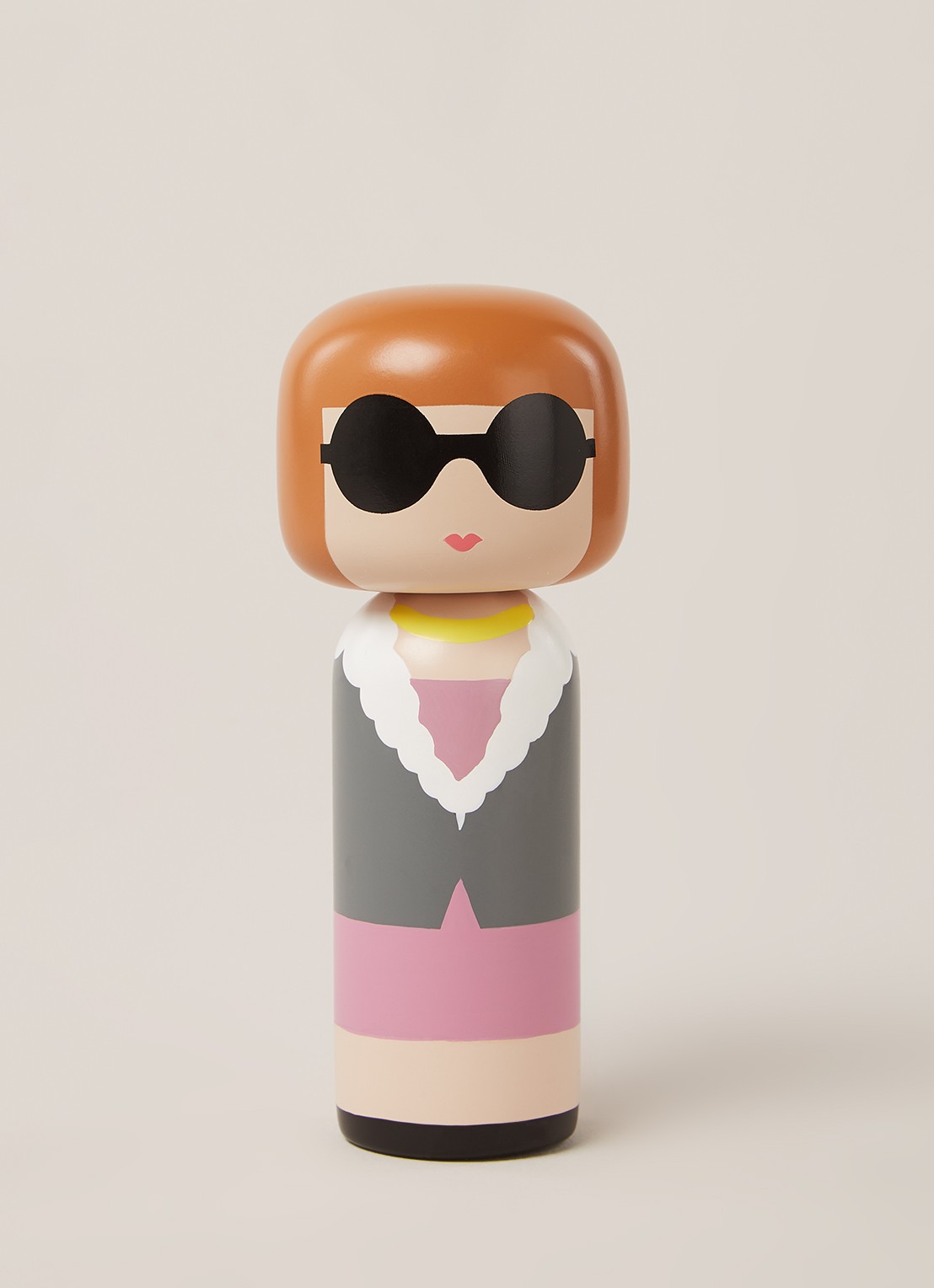 Lucie Kaas Anna Kokeshi Doll 14,5 cm - voorkant 3 roze