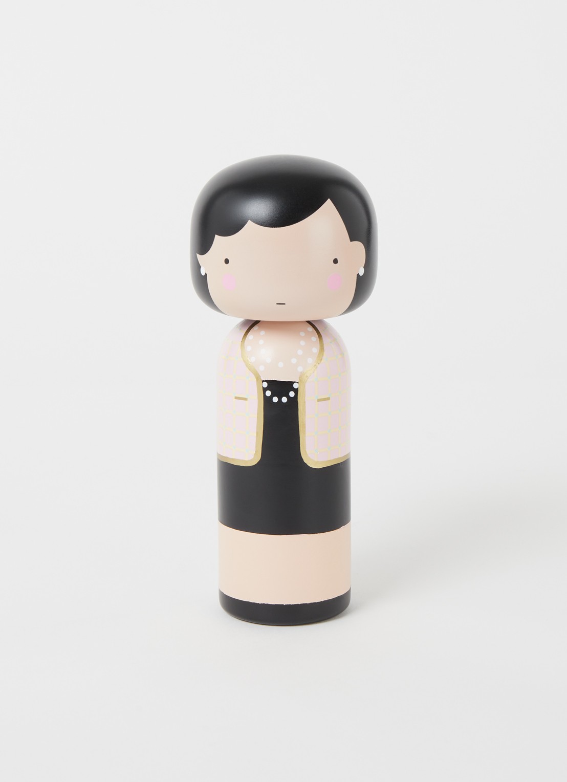 Lucie Kaas Coco Chanel Kokeshi Doll 14,5 cm - voorkant 2 lichtroze