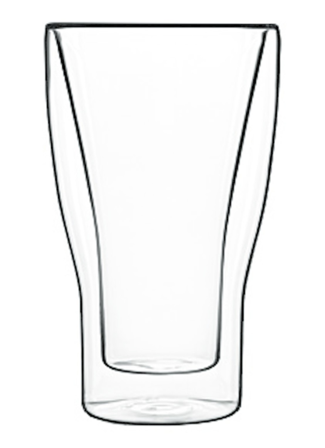 Luigi Bormioli Accademia dubbelwandig latte macchiato glas 34 cl set van 2 - voorkant transparant