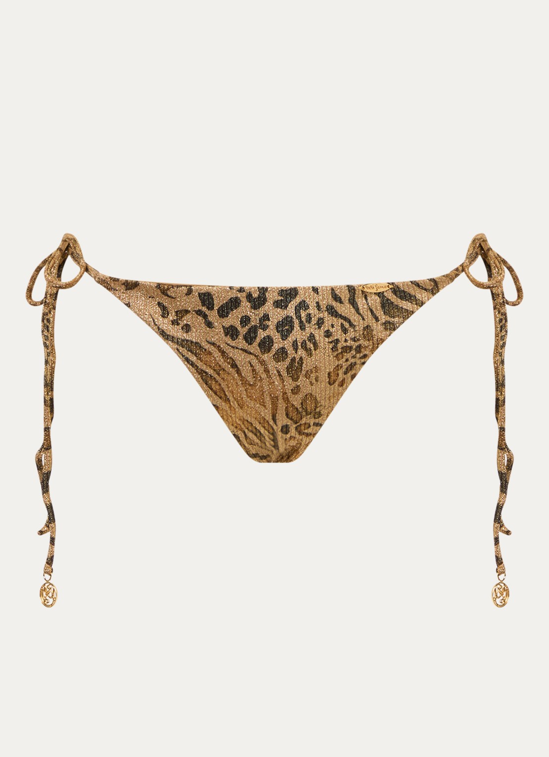 Luli Fama Brazilian bikinislip met print en lurex - voorkant 2 goud