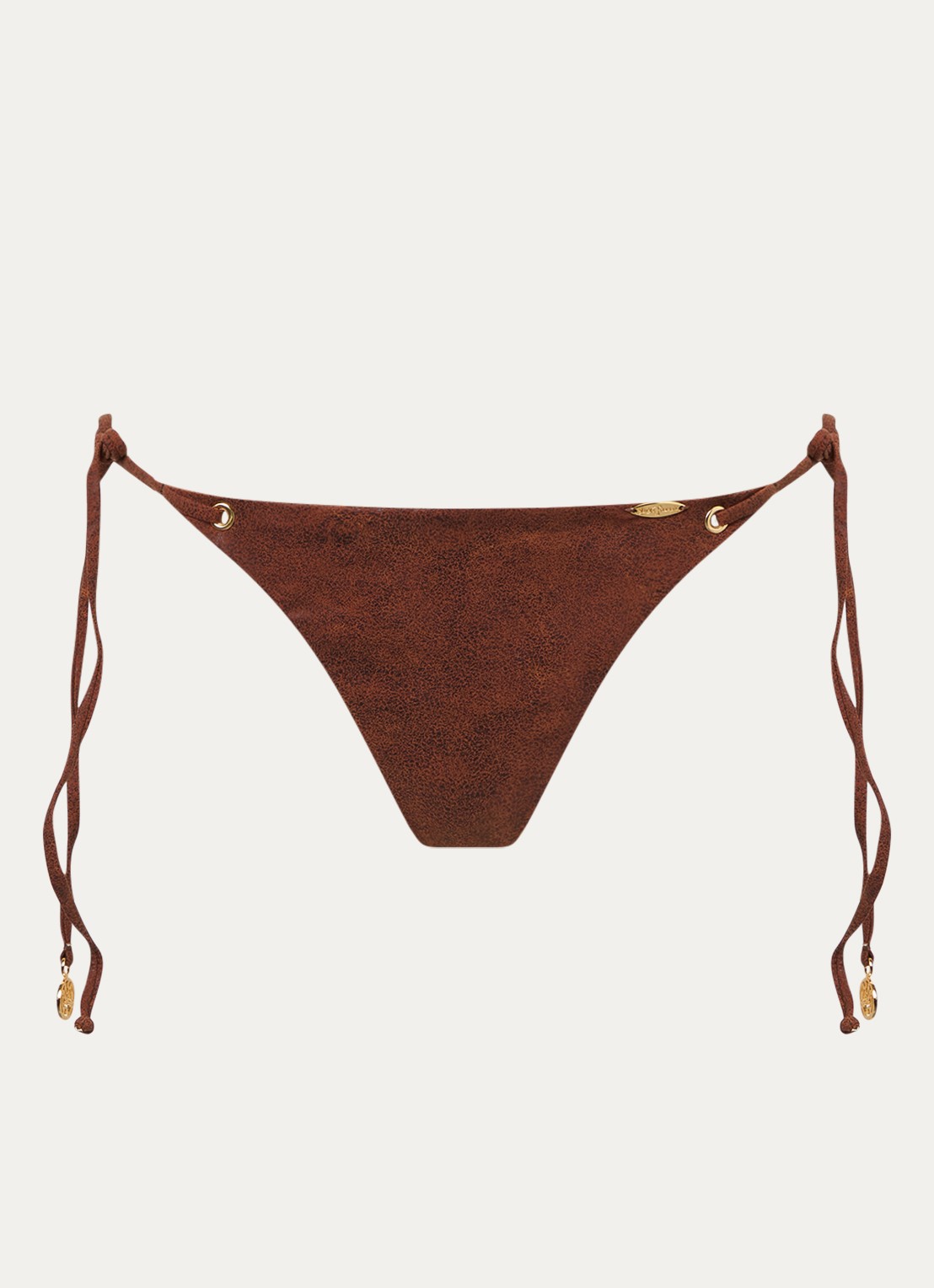 Luli Fama Brazilian bikinislip met print en plooidetail - voorkant 4 bruin