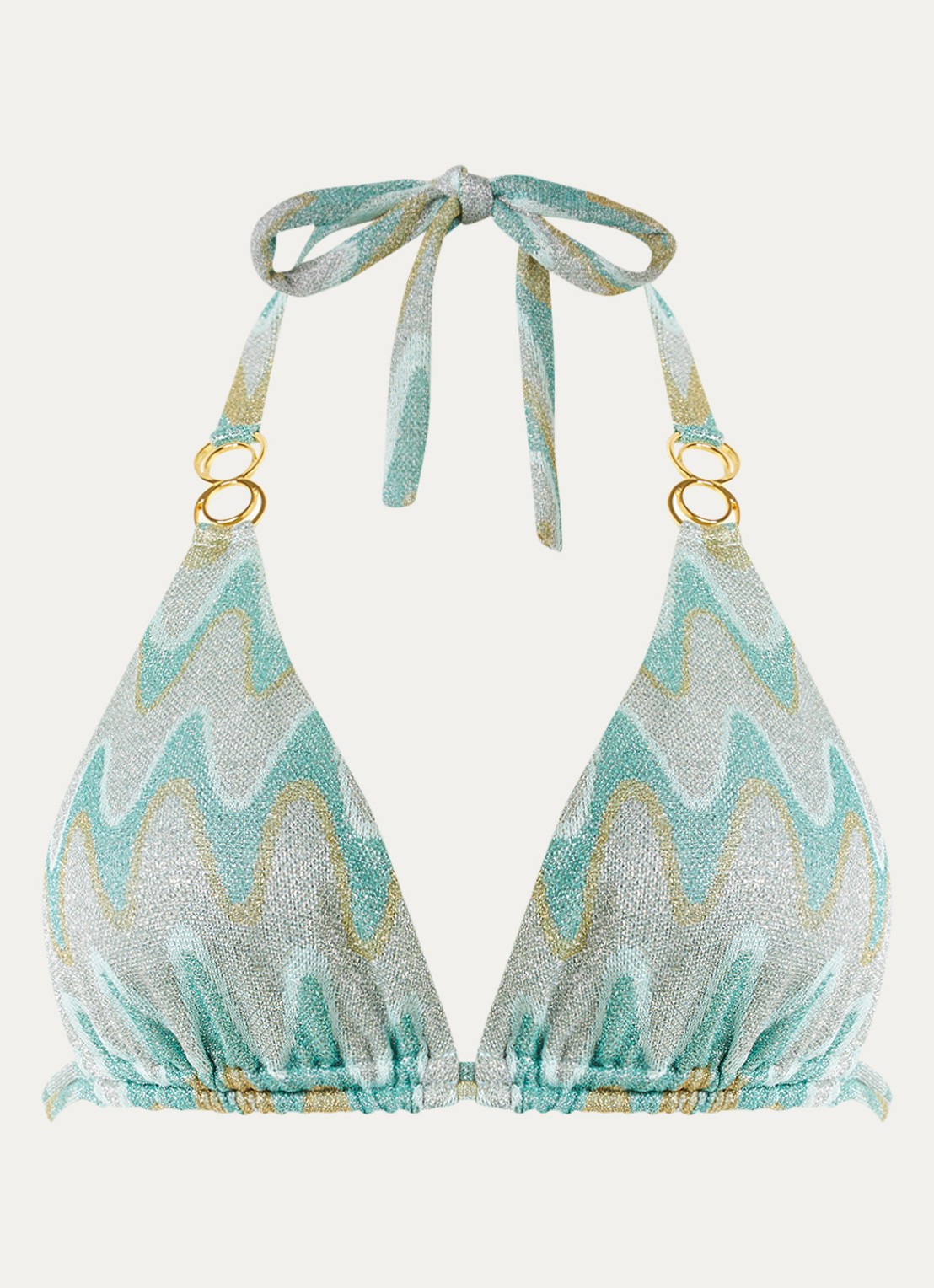 Luli Fama Halter bikinitop met lurex - voorkant 4 mint