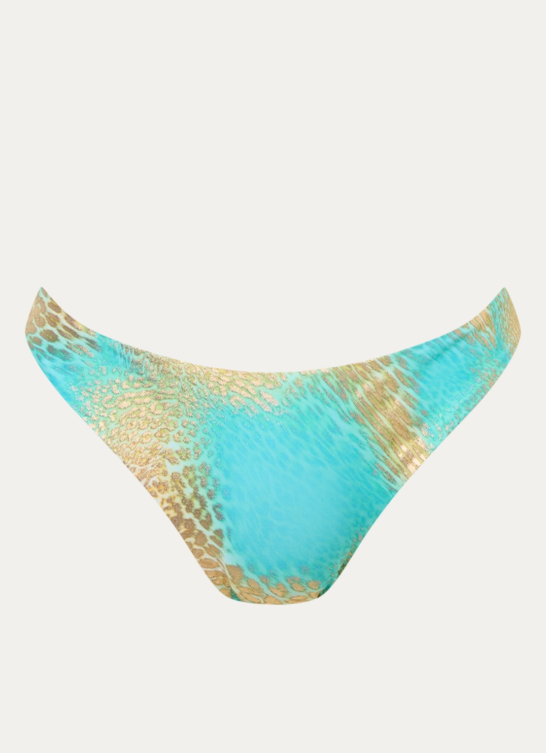 Luli Fama High waisted bikinislip met panterprint - voorkant aquablauw