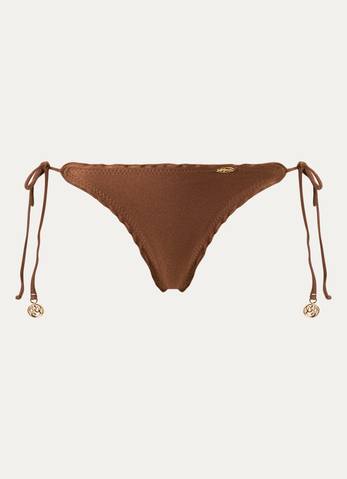 Luli Fama Wavey bikinislip met geknoopt detail - voorkant 2 bruin