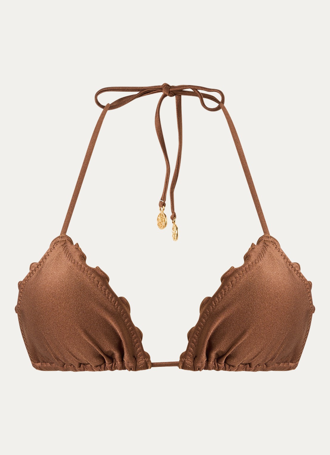 Luli Fama Wavey triangel bikini met uitneembare padding - voorkant 4 bruin