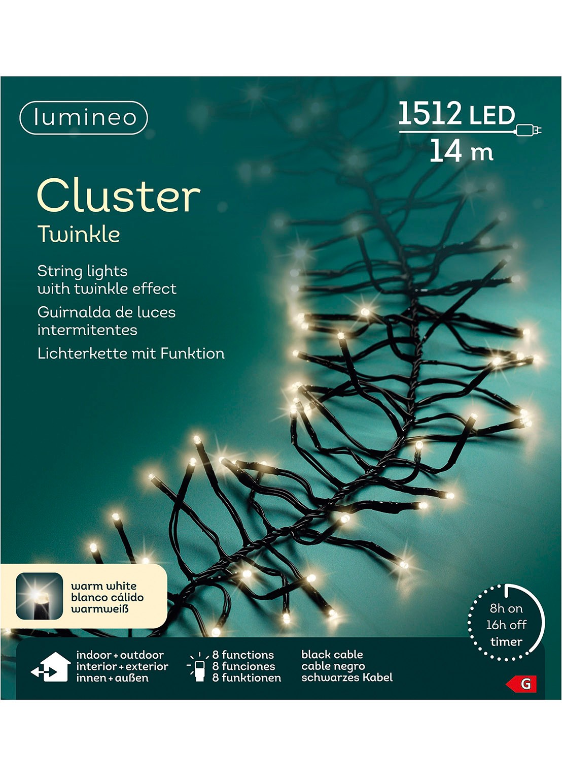 Lumineo Cluster lichtslinger 13,5 meter - detail 7 zwart