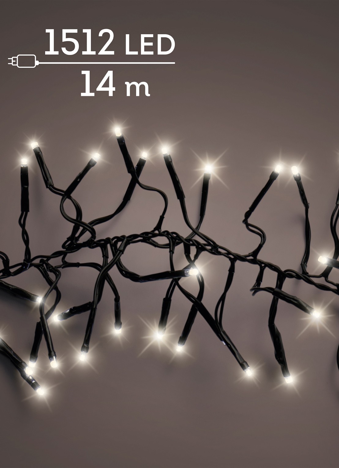 Lumineo Cluster lichtslinger 13,5 meter - voorkant 6 zwart