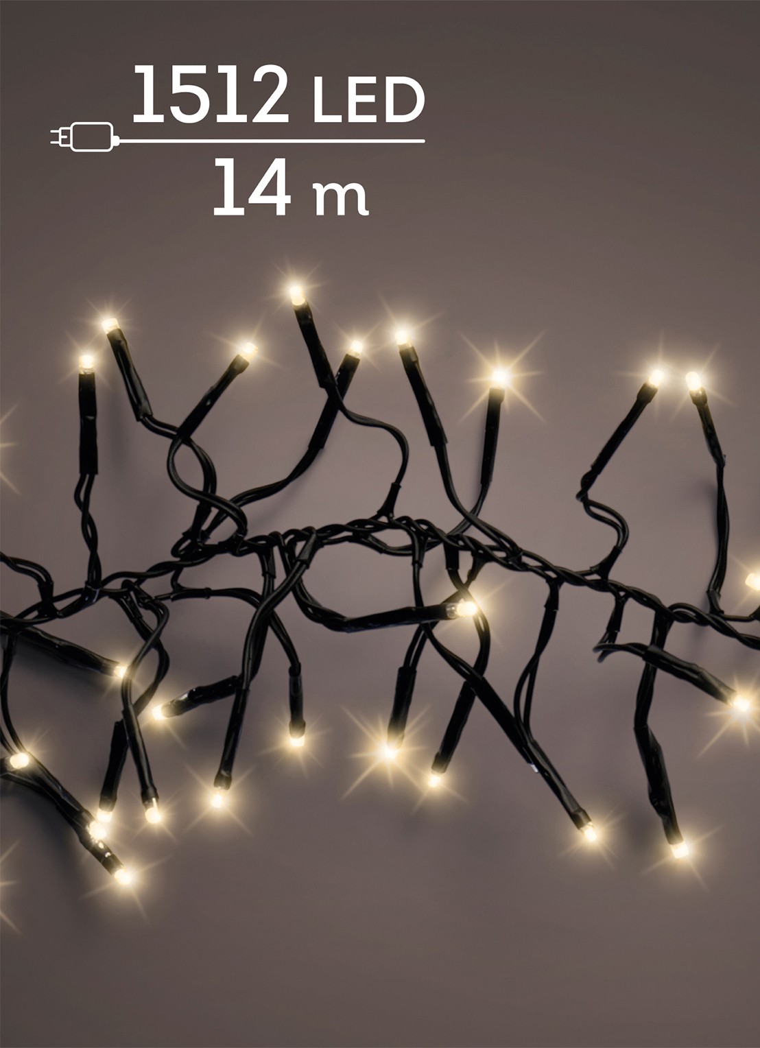 Lumineo Cluster lichtslinger 14 meter - voorkant zwart