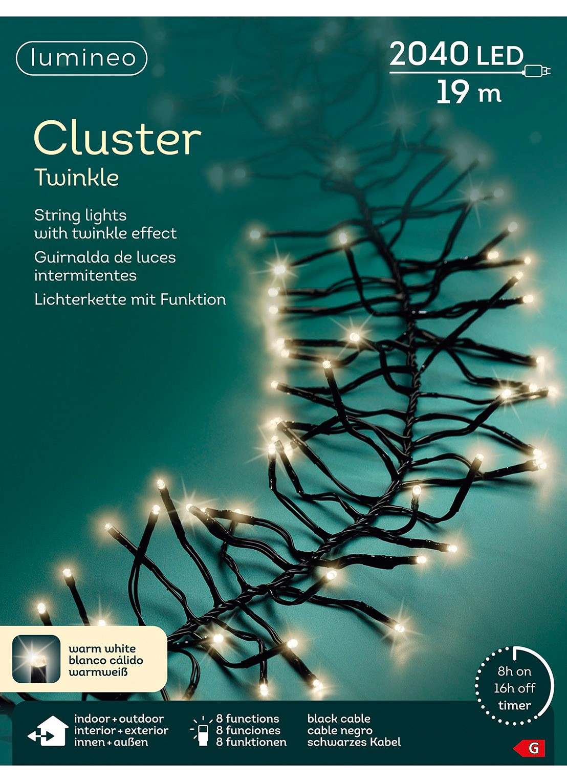 Lumineo Cluster lichtslinger 19 meter - detail 7 zwart