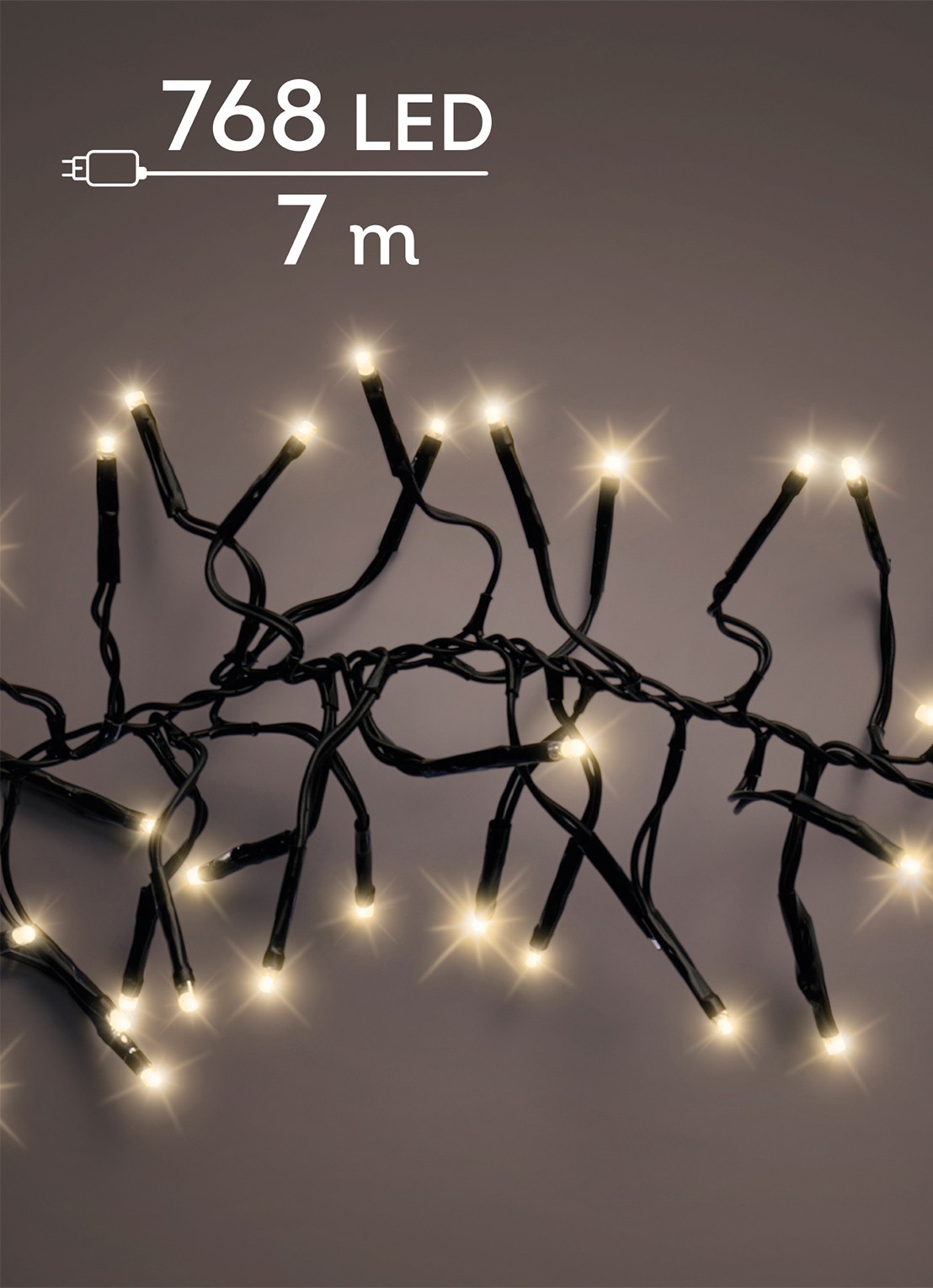 Lumineo Cluster lichtslinger 7 meter - voorkant zwart
