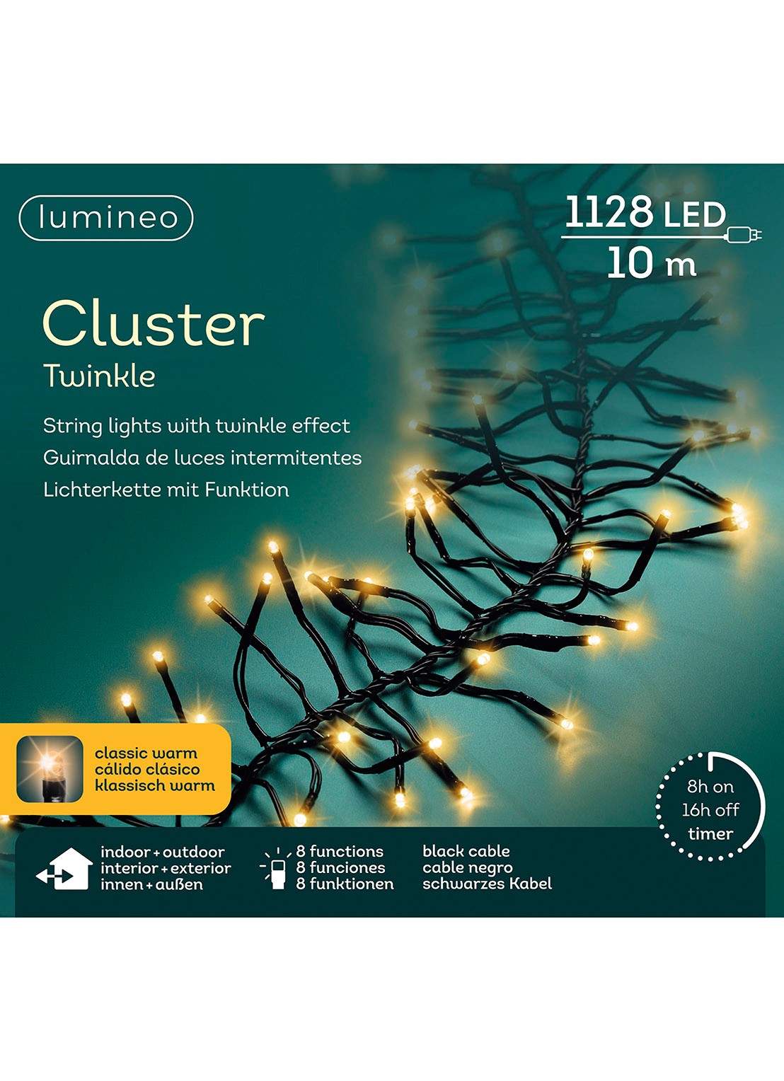 Lumineo Cluster Twinkle lichtslinger 10,5 meter - detail 5 zwart